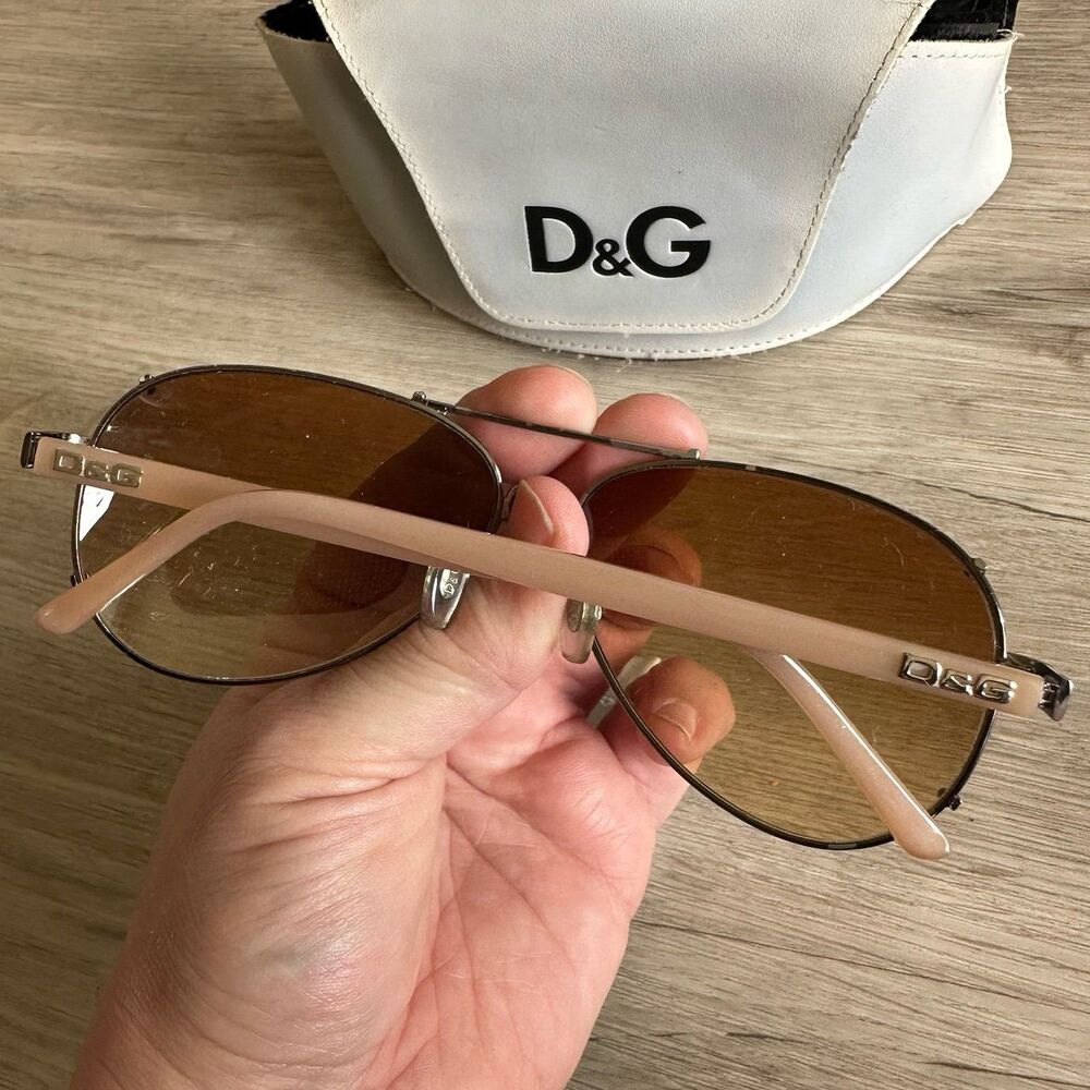 Dolce & Gabbana Sunglasses 6047 319/2L Aviator Metal Tan Brown Lens & Case - Picture 6 of 11